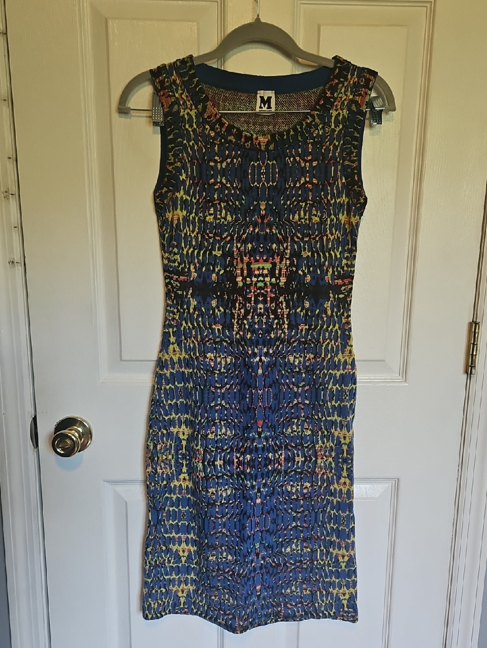 M BY Missoni. Blue Knit Sleeveless Dress